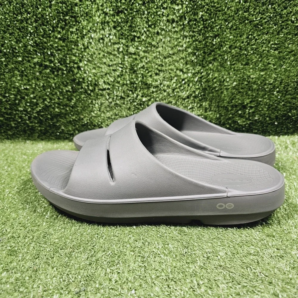 Oofos OOahh Slide Gray Recovery Athletic Comfort Sandals Mens Size US 11